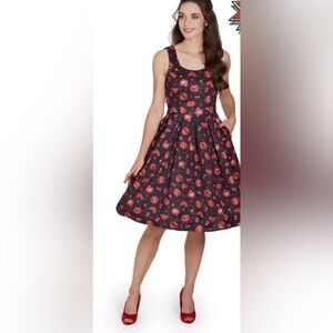 Dolly And Dolly Black & Red Amanda Lips & Cherries Pinup Rockabilly Dress NWT 6